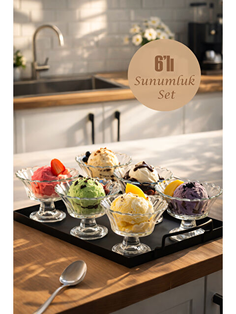 Porsima RYG3005 Manolya Ayaklı Cam Kase Tatlı Ve Dondurma Lokumluk Şekerlik Çerez Kasesi 6,5x8,5Cm - S000514456-26865