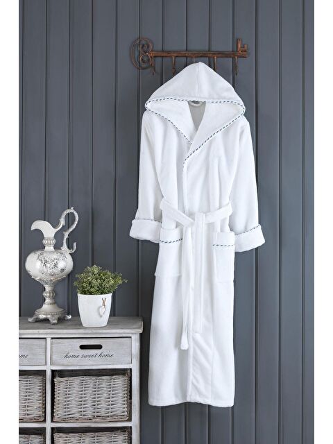 Varol Biyeli Kapüşonlu Bambu Bornoz BEYAZ/L/XL - S000421230-17308