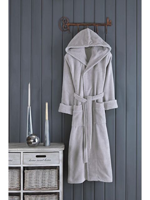 Varol Biyeli Kapüşonlu Bambu Bornoz ACIKGRI/XXL - S000421231-17308