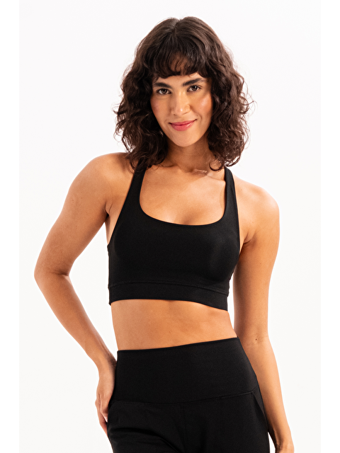 JUSTEVER Sırt Detaylı Çıkarılabilir Pedli Bra Kadın Sporcu Sütyeni Surge Siyah - S000386668-19351