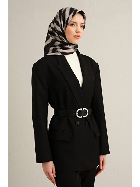 ARMİNE Geometrik Desenli Saf İpek Twill Eşarp 9325 80 - S000500585-19351