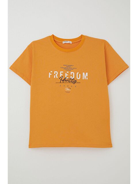 Breeze Erkek Çocuk Tişört Yazı Baskılı Hardal Sarı (5-10 Yaş) - S000383784-20074