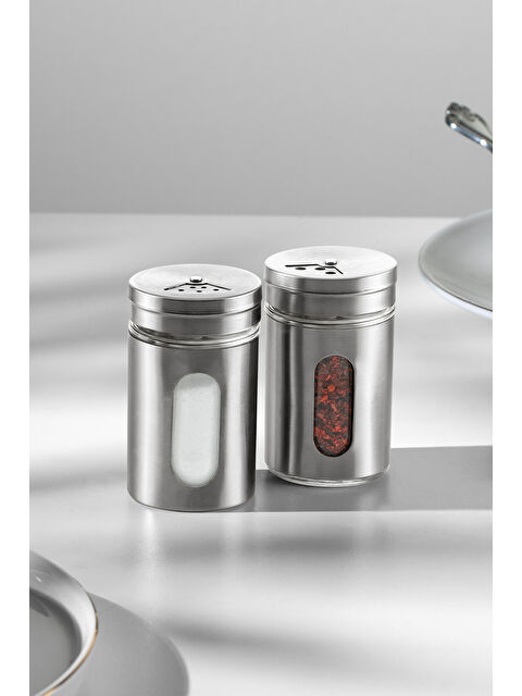 Nehir Selvi 2'li Cam Silindir Tuzluk ve Biberlik Takımı - S000518536-18105