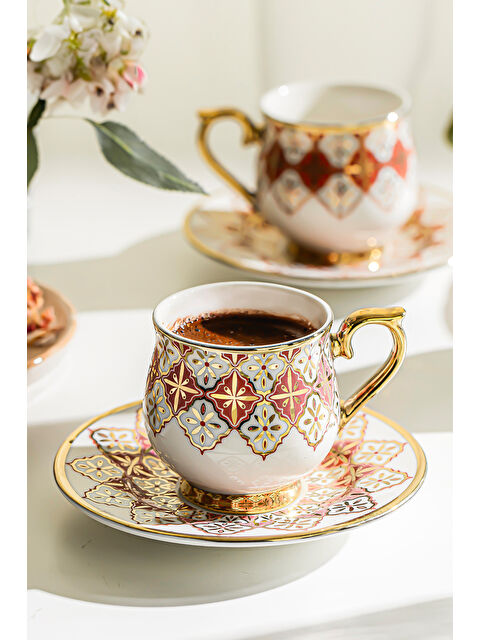 Nehir Rüya 6 Kişilik 12 Parça Porselen Kahve Fincan Takımı - S000518544-58