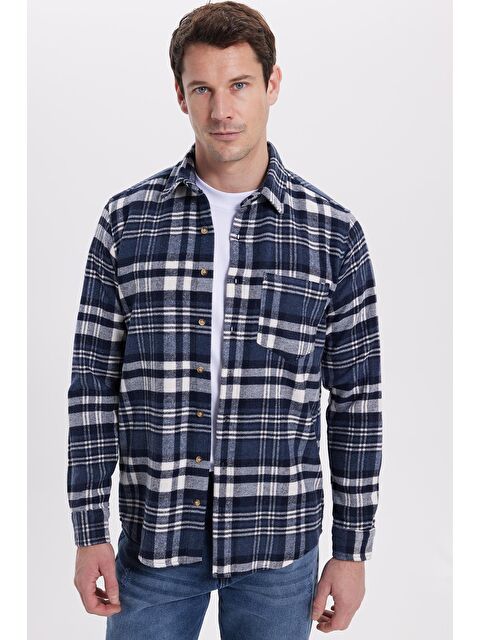 TUDORS Erkek Regular Fit Rahat Kesim Kışlık Kareli Oduncu Gömlek - S000519932-21164