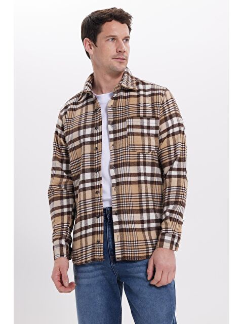 TUDORS Erkek Regular Fit Rahat Kesim Kışlık Kareli Oduncu Gömlek - S000519933-19413