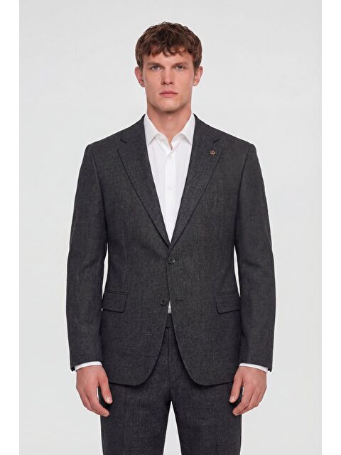 Sabri Özel Giotelli Erkek Siyah Dar Kesim Slim Fit Viskon Fleto