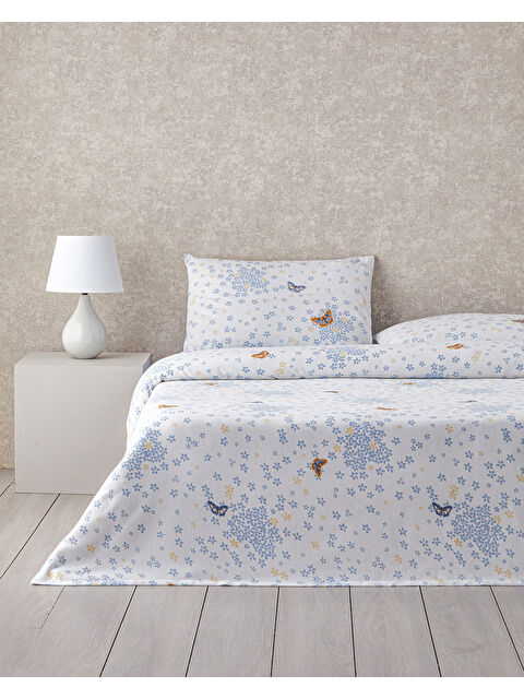 English Home Butterfly Art Baskılı King Size Pike Takımı 240x220 cm Mavi - S000518559-17234