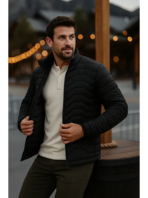 Comstar Erkek Trend Premium Siyah Şişme Mont