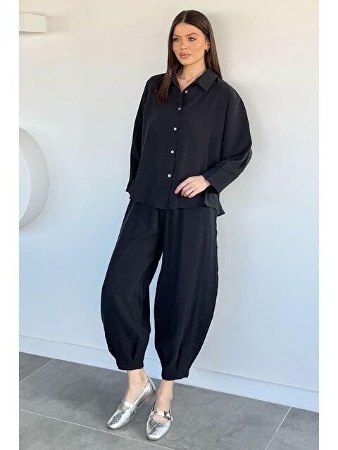 Gülseli Perry Kadın Oversize Gömlek Havuç Pantolon İkili Takım