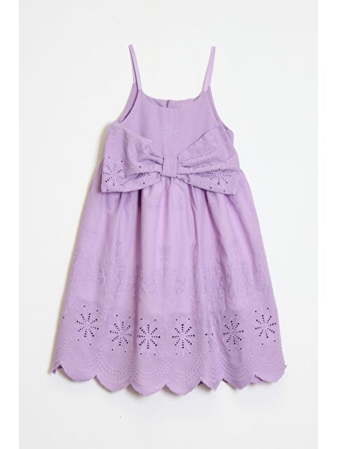 Modanino Kız Çocuk Fiyok Detaylı Askılı Kolu Dokuma Elbise 6-10 Yaş 12249 - S000386289-17878