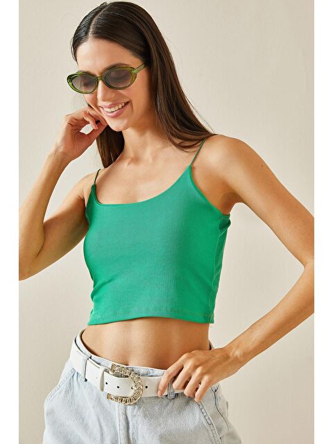 Xhan Yeşil Askılı Kaşkorse Crop - S000226031-18194