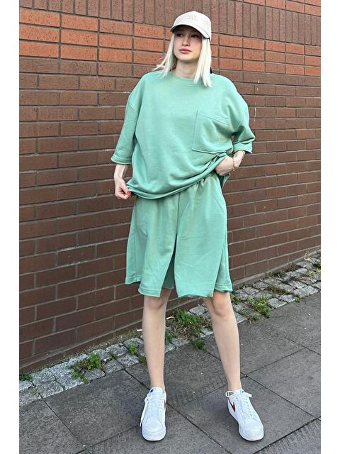 Madmext Mint Yeşili Kısa Kollu Şort Takım Mg1981 - S000148441-17259