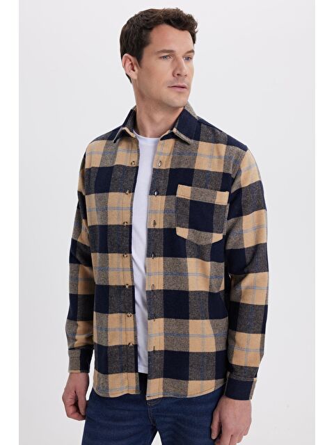 TUDORS Erkek Regular Fit Rahat Kesim Kışlık Kareli Oduncu Gömlek - S000519936-23173