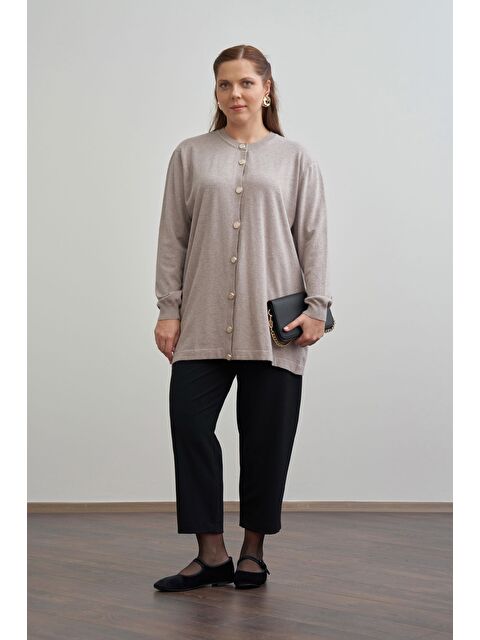 ALLDAY Vizon-Patı Dügmeli Triko Hırka