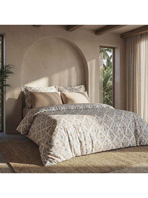 Green Black Laura Doğal Harmoni Çift Kişilik %100 Ege Pamuğu Nevresim Takımı - Çarşaflı - 4 Yastıklı Renkli