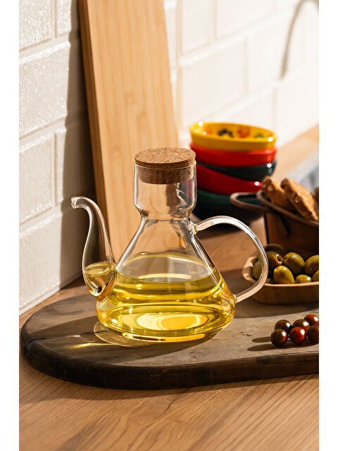 Porsima 6517 Mantar Kapaklı Borosilikat Cam Yağlık Sirkelik Yağdanlık 500 ml - S000514458-26865