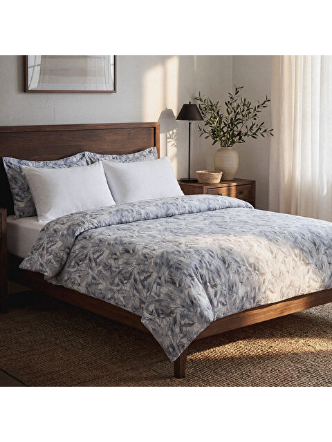 Green Black Botanica Doğa Fısıltısı Çift Kişilik %100 Ege Pamuğu Nevresim Takımı - Çarşaflı - 4 Yastıklı Lila