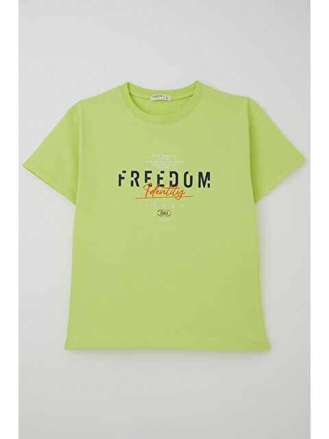 Breeze Erkek Çocuk Tişört Yazı Baskılı Fıstık Yeşili (5-10 Yaş) - S000383784-19972