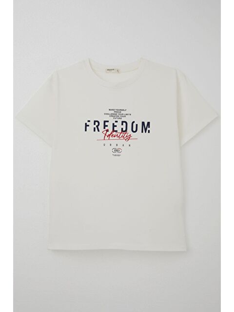 Breeze Erkek Çocuk Tişört Yazı Baskılı Ekru (5-10 Yaş) - S000383784-19965