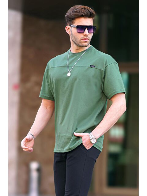 Madmext Haki Oversize Erkek %100 Pamuk Tişört 6196 - S000162586-18547