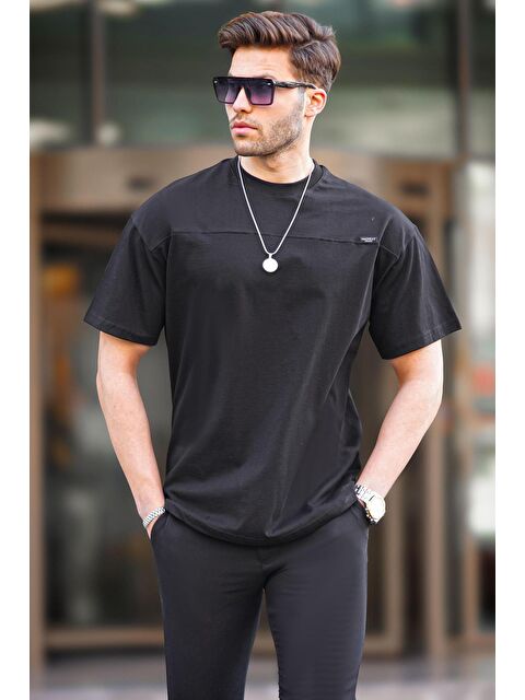Madmext Siyah Oversize Erkek %100 Pamuk Tişört 6196 - S000162586-19351