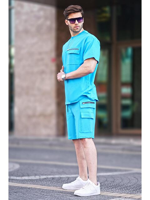 Madmext Mavi Cep Detaylı Erkek Şort Takımı - S000162587-17234