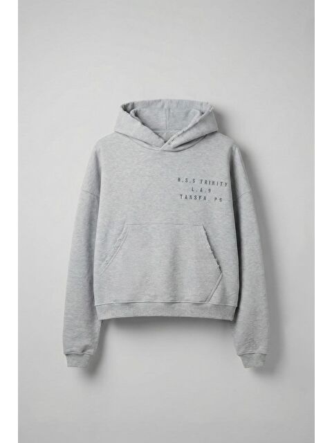 Abluka Online Erkek Yazı Baskılı Gramajlı Urban Hoodie Gri - S000496560-20600