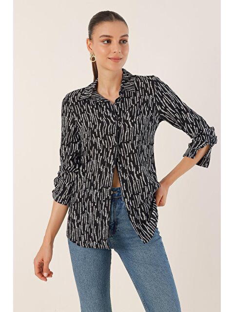 Bigdart 3721 Grafik Desenli Gömlek - M.Siyah - S000085415-19351