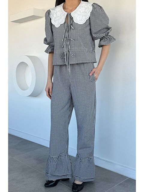 Gülseli Kadın Bebe Yaka Bluz Pantolon İkili Takım