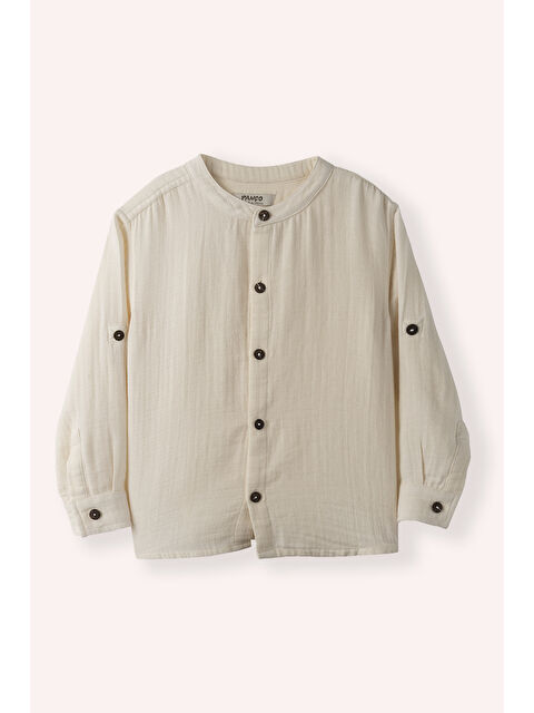 Panço Erkek Çocuk Uzun Kollu Müslin Gömlek Mavi - S000419775-19928