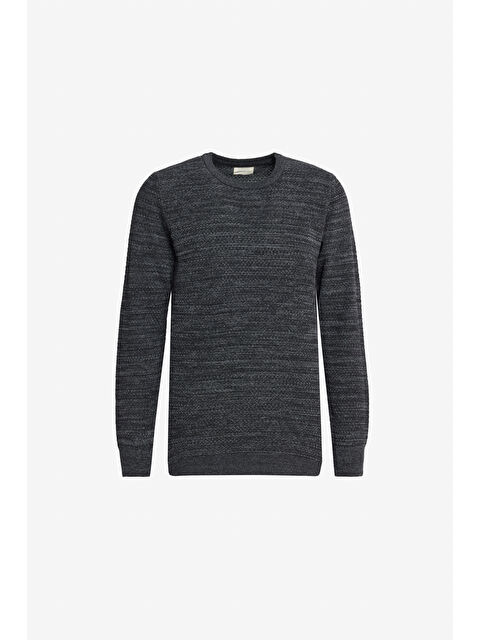 Altınyıldız Classics Erkek Antrasit-Melanj Pamuklu Standart Fit Normal Kesim Bisiklet Yaka Jakarlı Triko Kazak - S000437435-29666