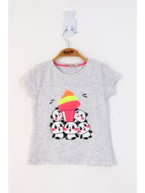 Toontoykids Kız Çocuk Baskılı Çevirmeli Pul Detaylı Tişört