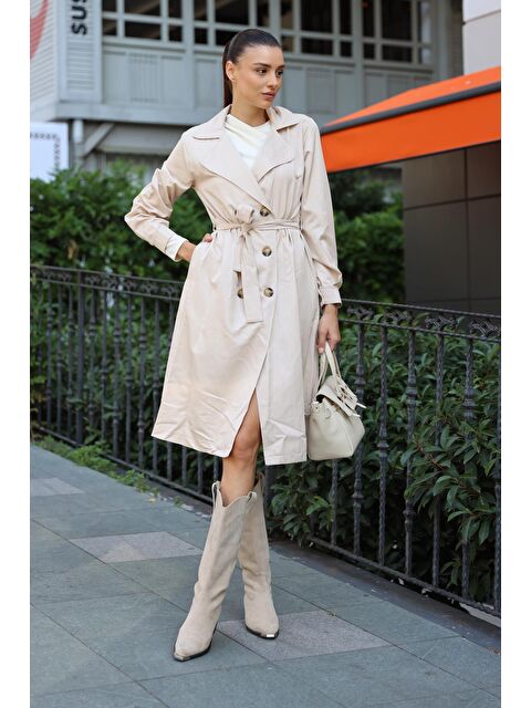 Bigdart 5853 Kruvaze Yaka Trençkot - Bej - S000085404-19928