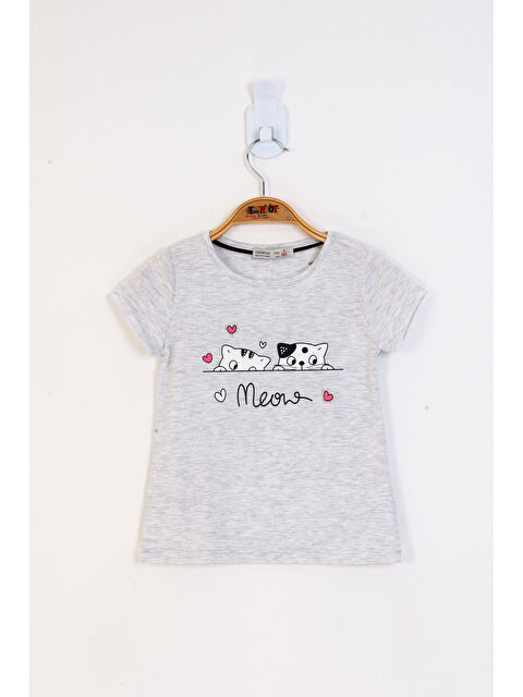 Toontoykids Kız Çocuk Kedi Baskılı Tişört