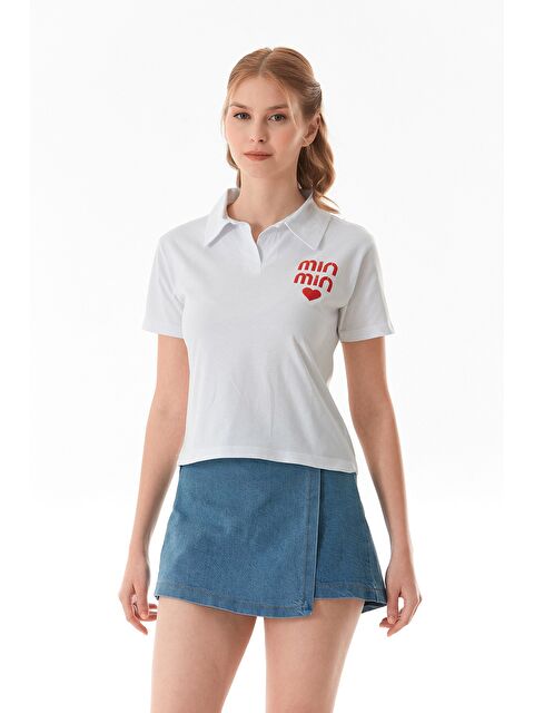 Fullamoda Min Min Baskılı Polo Yaka Tişört - S000380945-20063