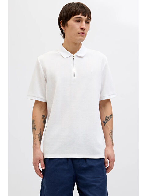 Jack & Jones Essentials Jjeaustin Normal Kalıp Fermuarlı Polo Yaka T Shirt 12279177