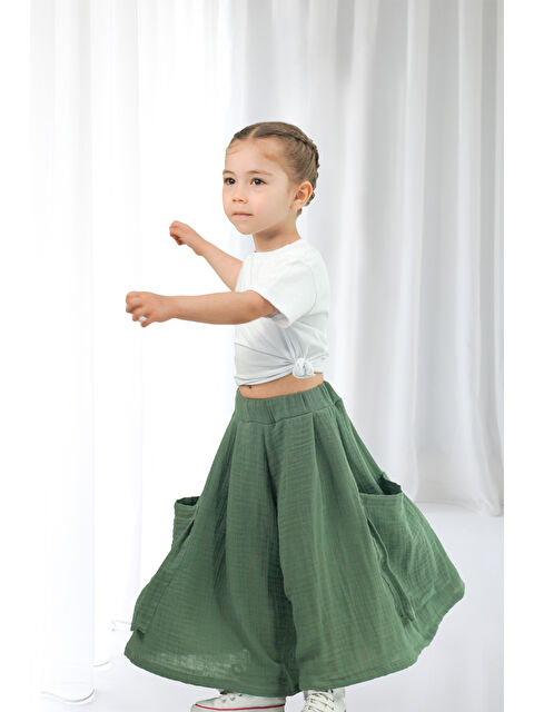 Catz Kids Kız Çocuk Cali  Haki Müslin Pantolon Etek - S000381507-18547