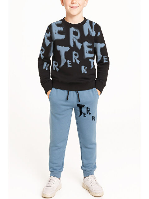 Modanino Erkek Çocuk 2 İplik Şardonsuz Alt-Üst Takım Yazı Baskılı 3-10 Yaş 12413 - S000471375-37399