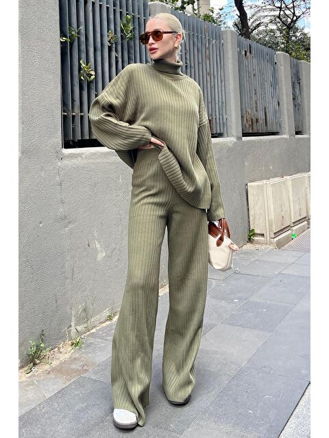 Madmext Haki Uzun Kollu Triko Kazak Pantolon İkili Takım Mg2173 - S000273951-18547