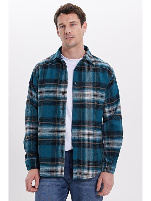 TUDORS Erkek Relax Fit Rahat Kesim Kışlık Kareli Oduncu Gömlek - S000519943-18194