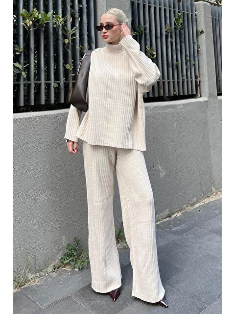 Madmext Ekru Uzun Kollu Triko Kazak Pantolon İkili Takım Mg2173 - S000273951-19965