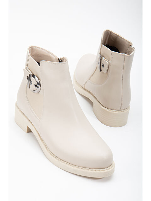 TONNY BLACK Kadın Ten Cilt Termo Taban Yanı Lastikli Tokalı Kısa Topuklu Bot - S000272754-26407