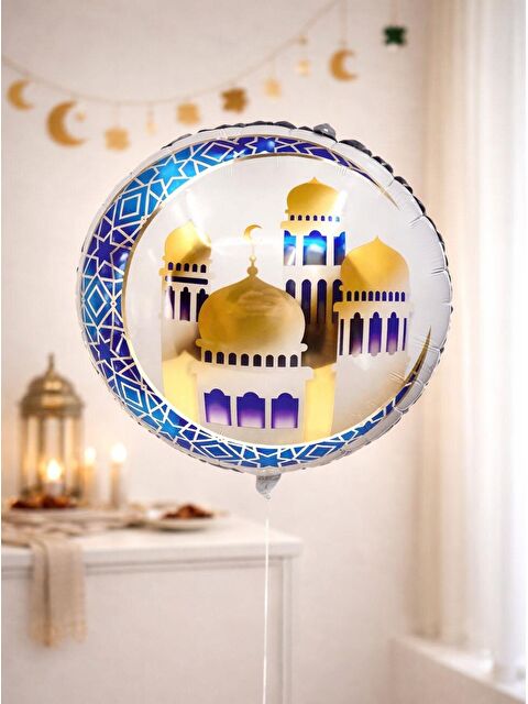 Parti Adresi Ramazan Temalı Kubbe Figürlü Yuvarlak Folyo Balon 45 cm - S000518618-37185