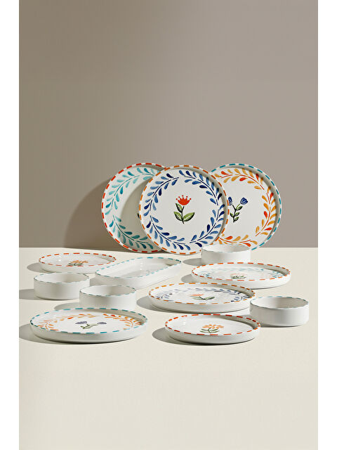 Nehir Summer Flowers 6 Kişilik 13 Parça Seramik Kahvaltı Takımı - S000518626-37377