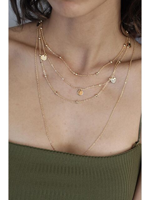 New Obsessions Altın Renkli 4 Zincirli Kolye Seti - S000187340-20076