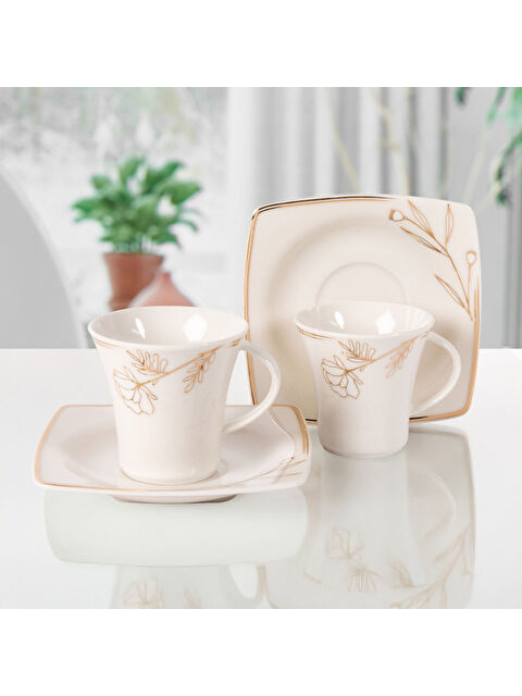 GÜRAL PORSELEN Caroline 12 Parça 6 Kişilik  Kahve Takımı 6610 - S000518631-37646