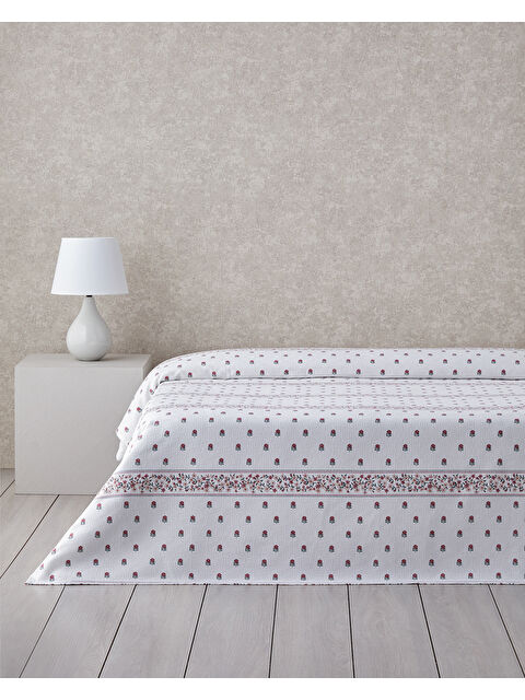 English Home Floral Lines Baskılı Pamuklu Çift Kişilik Pike 200x220 cm Pudra - S000518634-7152