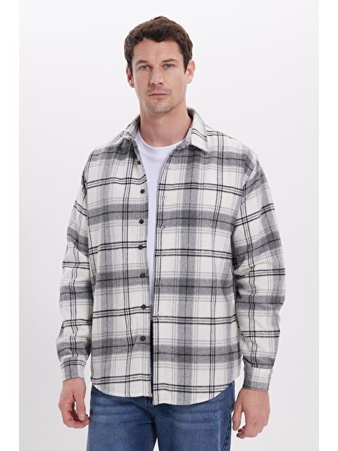 TUDORS Erkek Relax Fit Rahat Kesim Kışlık Kareli Oduncu Gömlek - S000519950-20600