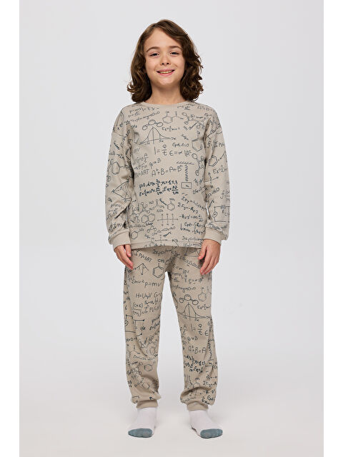Panço Erkek Çocuk Baskılı Pijama Takımı Taş - S000471020-25636